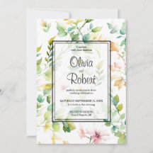 Elegante groene botanische waterverf wilde bloemen