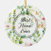 Elegante groene botanische waterverf wilde bloemen keramisch ornament (Voorkant)