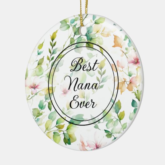 Elegante groene botanische waterverf wilde bloemen keramisch ornament (Links)