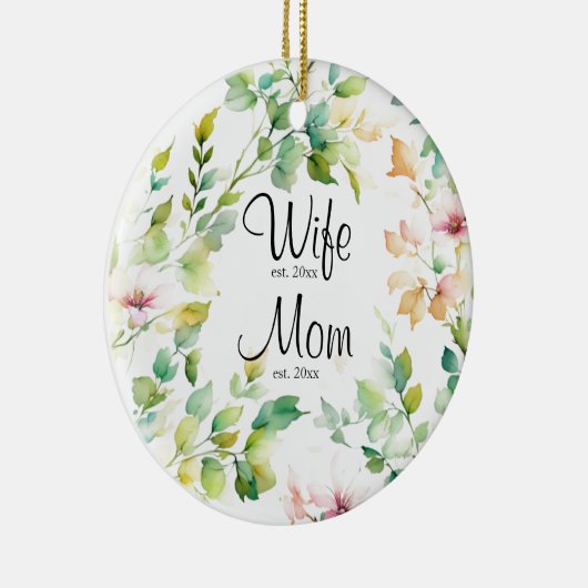 Elegante groene botanische waterverf wilde bloemen keramisch ornament (Rechts)