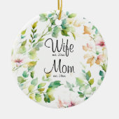 Elegante groene botanische waterverf wilde bloemen keramisch ornament (Voorkant)