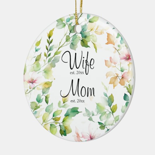 Elegante groene botanische waterverf wilde bloemen keramisch ornament (Links)