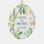 Elegante groene botanische waterverf wilde bloemen keramisch ornament (Rechts)