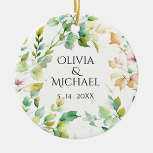 Elegante groene botanische waterverf wilde bloemen keramisch ornament