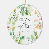 Elegante groene botanische waterverf wilde bloemen keramisch ornament (Links)