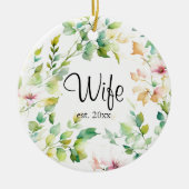 Elegante groene botanische waterverf wilde bloemen keramisch ornament (Voorkant)