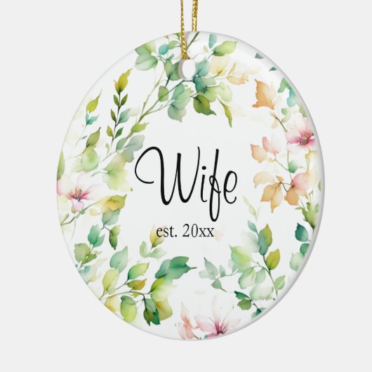 Elegante groene botanische waterverf wilde bloemen keramisch ornament (Links)