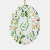 Elegante groene botanische waterverf wilde bloemen keramisch ornament (Rechts)