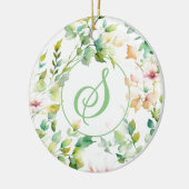 Elegante groene botanische waterverf wilde bloemen keramisch ornament (Links)