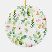 Elegante groene botanische waterverf wilde bloemen keramisch ornament (Achterkant)