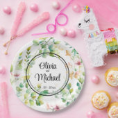 Elegante groene botanische waterverf wilde bloemen papieren bordje (Feest)