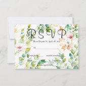 Elegante groene botanische waterverf wilde bloemen RSVP kaartje (Voorkant)