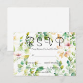 Elegante groene botanische waterverf wilde bloemen RSVP kaartje (Voorkant / Achterkant)