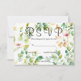 Elegante groene botanische waterverf wilde bloemen RSVP kaartje