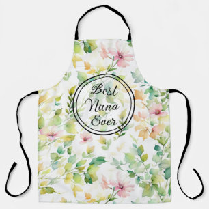 Elegante groene botanische waterverf wilde bloemen schort