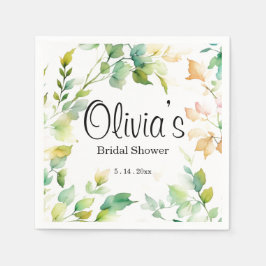 Elegante groene botanische waterverf wilde bloemen servet