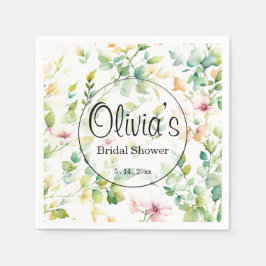 Elegante groene botanische waterverf wilde bloemen servet