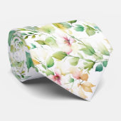 Elegante groene botanische waterverf wilde bloemen stropdas (Opgerold)