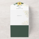 Elegante groene botanische zonnebloemen bruiloft all in one uitnodiging (Buitenkant)