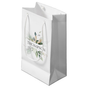 Elegante Groene Bruidspaar NAAM Nieuwgetrouwden Klein Cadeauzakje