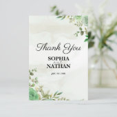 Elegante groene bruiloft dank u kaart (Staand voorkant)