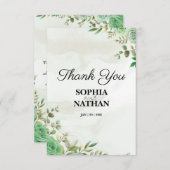 Elegante groene bruiloft dank u kaart (Voorkant / Achterkant)