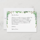 Elegante groene bruiloft dank u kaart (Achterkant)