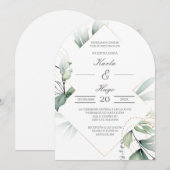 Elegante groene bruiloft kaart (Voorkant / Achterkant)