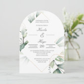 Elegante groene bruiloft kaart (Staand voorkant)