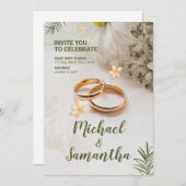 elegante Groene bruiloft Kaart (Voorkant / Achterkant)