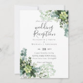 Elegante groene bruiloft RECEPTIE Alleen 's avonds Kaart (Voorkant)