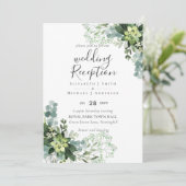 Elegante groene bruiloft RECEPTIE Alleen 's avonds Kaart (Staand voorkant)