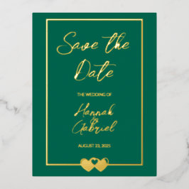 Elegante groene bruiloft Save the Date Folie Brief Folie Uitnodiging Briefkaart