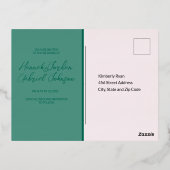 Elegante groene bruiloft Save the Date Folie Brief Folie Uitnodiging Briefkaart (Achterkant)