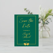 Elegante groene bruiloft Save the Date Folie Brief Uitnodiging Briefkaart (Staand Voorkant)