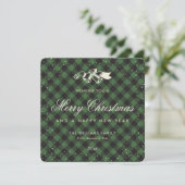 Elegante groene Buffalo Plaid Sneeuwfoto Feestdagenkaart (Staand voorkant)