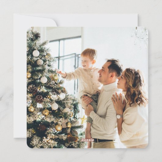 Elegante groene Buffalo Plaid Sneeuwfoto Feestdagenkaart (Achterkant)