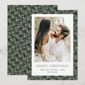 Elegante Groene Buffel Plaid Holly Foto Kerstmis Feestdagenkaart (Voorkant / Achterkant)