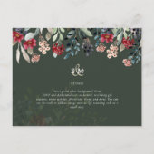 Elegante groene burgundy blauwe bloemige bruiloft briefkaart (Achterkant)