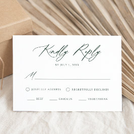 Elegante Groene Calligrafie Maaltijdkeuze Bruiloft RSVP Kaartje