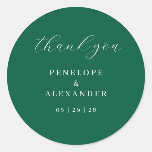 Elegante Groene Calligrafie Ronde Sticker (Voorkant)