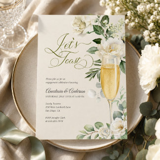 Elegante groene champagne verlovingsfeest kaart