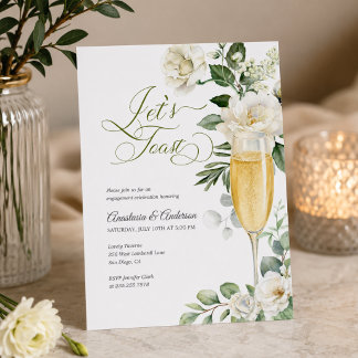 Elegante groene champagne verlovingsfeest kaart