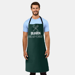 Elegante groene chef naam modern eenvoudig heren schort