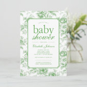 Elegante groene chinoiserie babyshower uitnodiging (Staand voorkant)