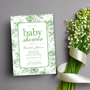 Elegante groene chinoiserie babyshower uitnodiging