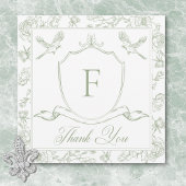 Elegante groene Chinoiserie Bird & Crest bruiloft Bedankkaart