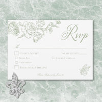 Elegante groene Chinoiserie Bird & Crest bruiloft