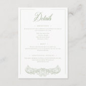 Elegante groene Chinoiserie Bird Crest Wedding Informatiekaartje (Voorkant)