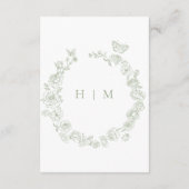 Elegante groene Chinoiserie Bird Crest Wedding Informatiekaartje (Achterkant)